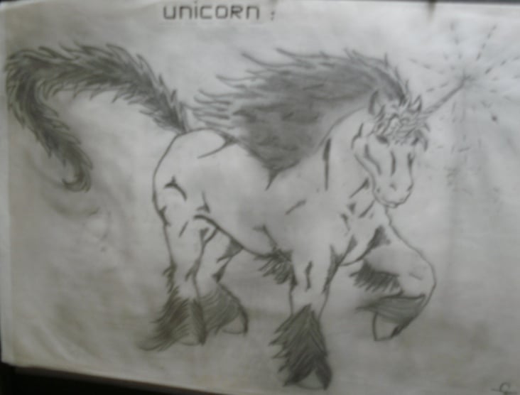 Unicorn Bleistift-Zeichnung