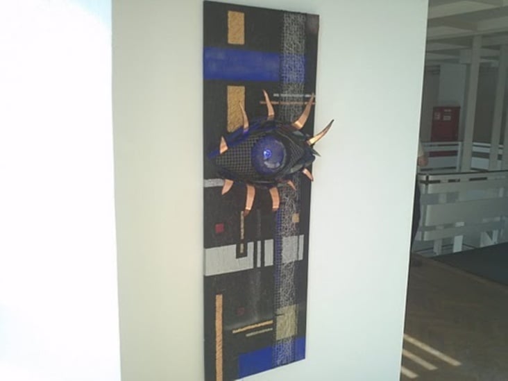 Focus 50×150cm Installationen mit LED´s, Kupfer, Strukturpasten