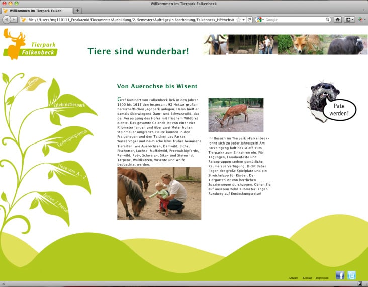 Website Tierpark Falkenbeck