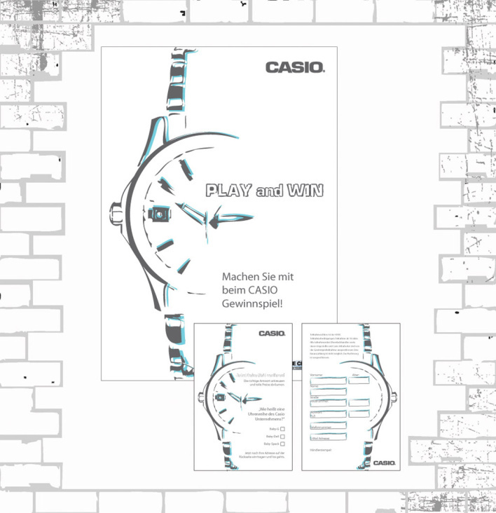 Design für Casio Gewinnspiel-Plakat und Postkarte