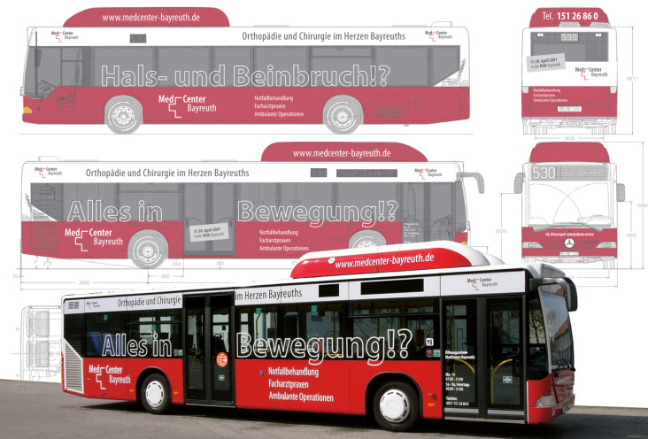 Buswerbung MedCenter Bayreuth – Immer in Bewegung: Ein Bus als Synonym und Markenträger
