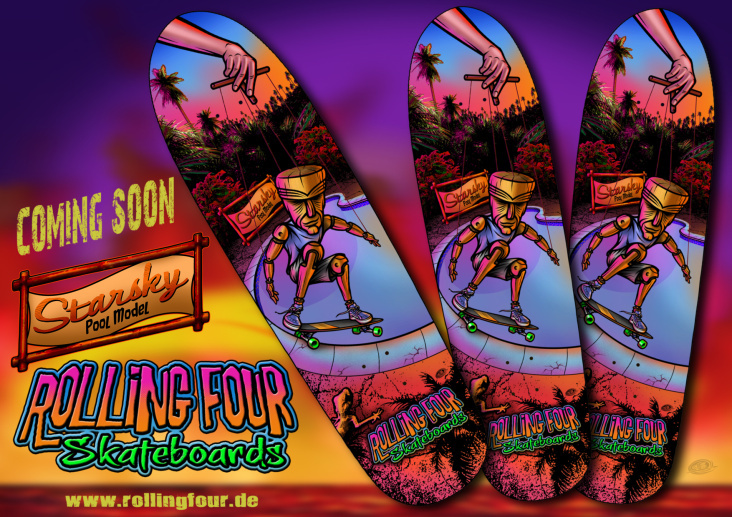 Rolling Four Skateboards