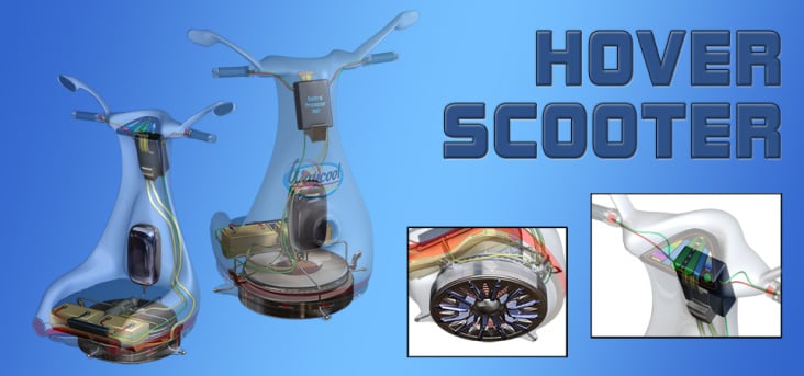 3D Modell eines Hoverscooter für fiktiven Marketingkurs