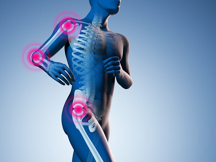 Gelenkschmerzen und Bewegungschmerzen – medizinische 3D-Illustration / 3D Grafik