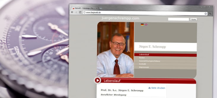 Webdesing, Programmierung für Jürgen E. Schrempp (Image- und private Seite)