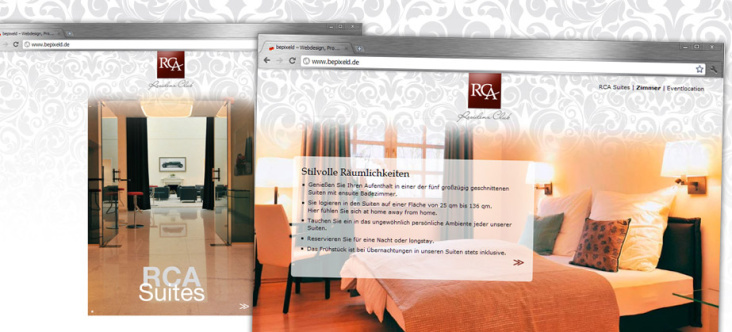 Residenzclub A Event GmbH / RCA Suites: Webseite  Programmierung, Webshosting, Newsletter