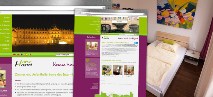 Inter-Hostel, Stuttgart:  Webseite  Konzeption, Layout, Fotografie, Text, Webhosting, Google-Adwords