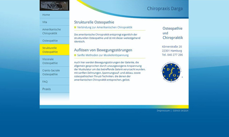 Webauftritt Peter Darga / Praxis für Chiropraktik und Osteopathie in Hamburg Winterhude