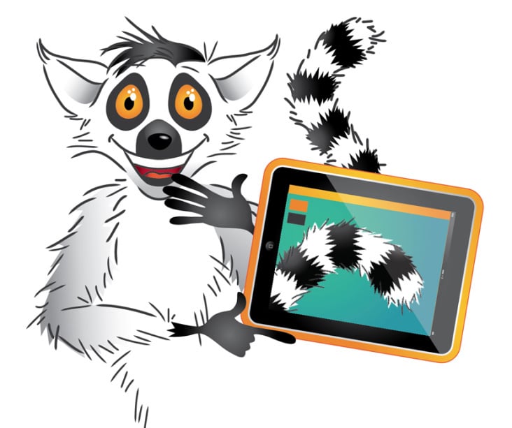 Lemur mit Tablet