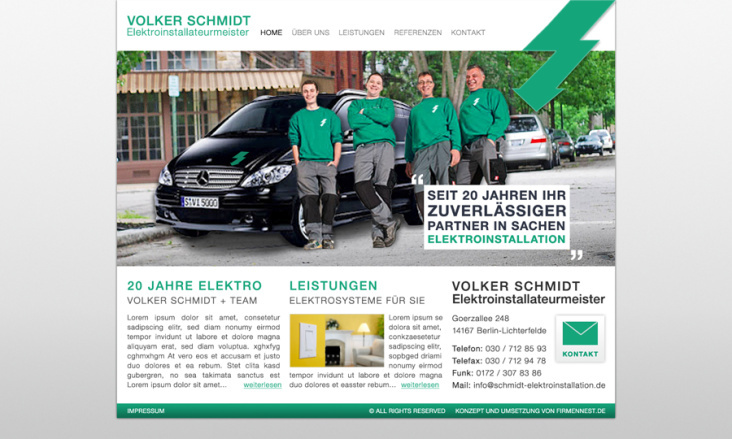 Webdesign und Umsetzung für den Elektroinstallateur Schmidt