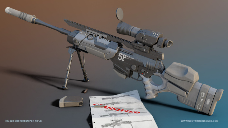 Gun model prepared for an Ego Shooter game