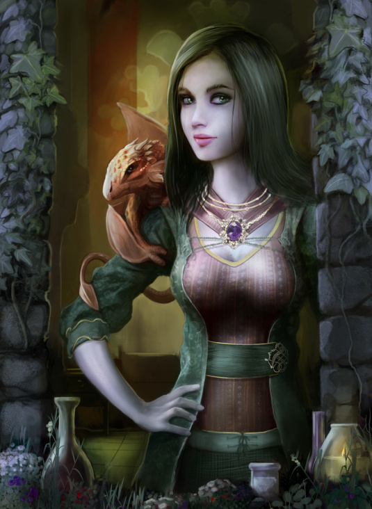 The image portraits the dragon princess Tzavelena and Acheron the 3rd