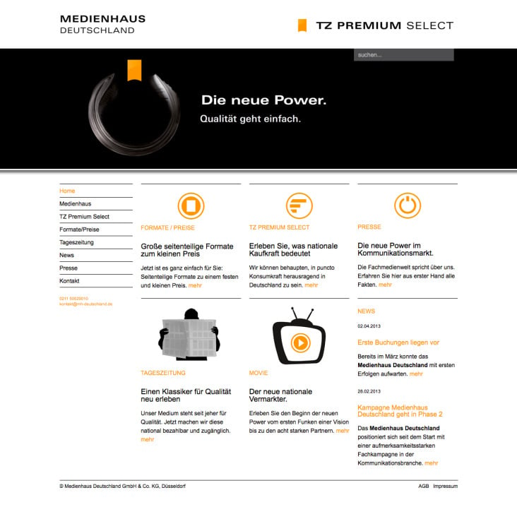 Website von Medienhaus Deutschland (Frontend-Webentwicklung)