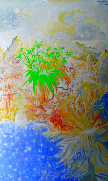 Tornadoflowers 1999, Oil Painting, Concept Art, Fathers-Fantasy.com, Tornadoblumen, Husni Lagot -Artist
