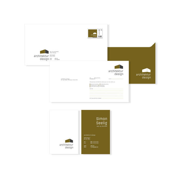 architektur & design | Briefumschlag DIN lang | Kurzmitteilung | Visitenkarte