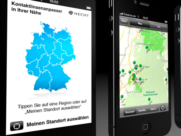 iPhone App für Hecht Contactlinsen Startbildschirm