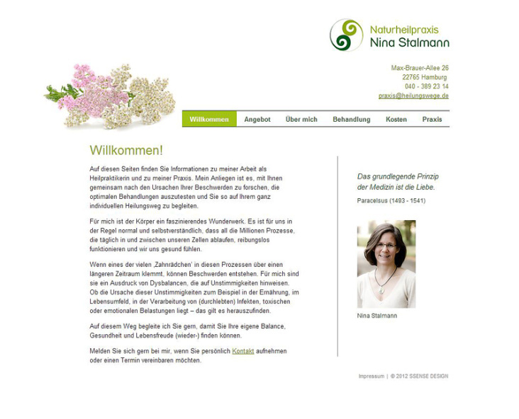 Internetauftritt – Naturheilpraxis Nina Stalmann – Hamburg Altona