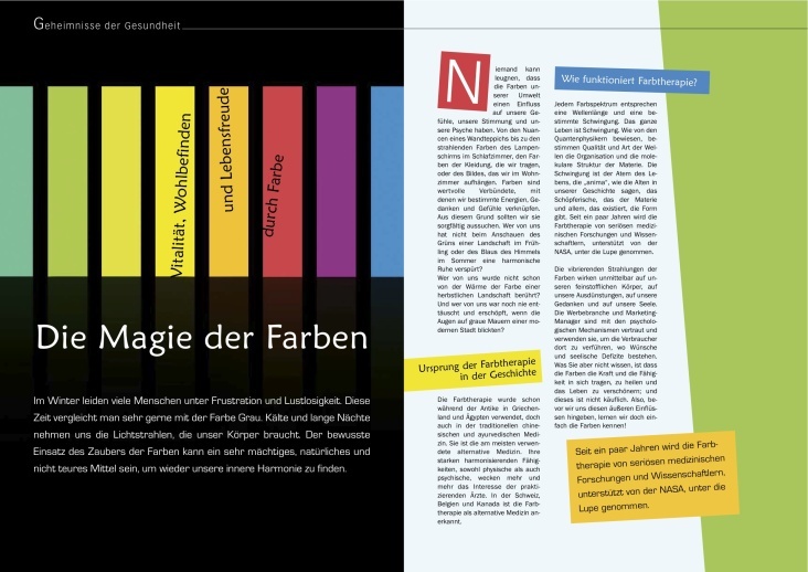 Layout / Produktion. Artikel. Wirkung der Farben