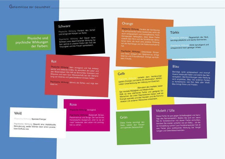 Layout / Produktion. Artikel. Wirkung der Farben