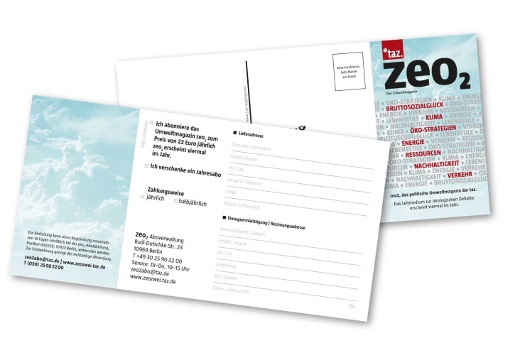 Werbemittel für zeo2 Magazin
