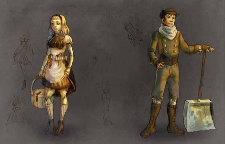 Concept Art Characters für eine Steampunk Geschichte