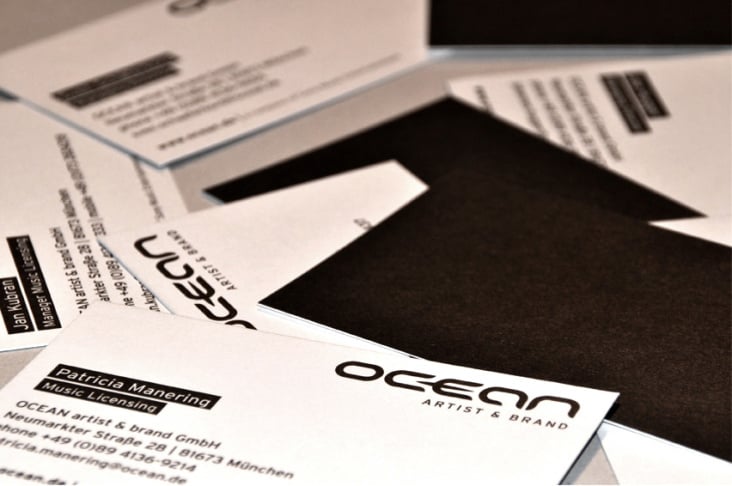 Geschäftsausstattung und Look der Website für OCEAN artist & brand