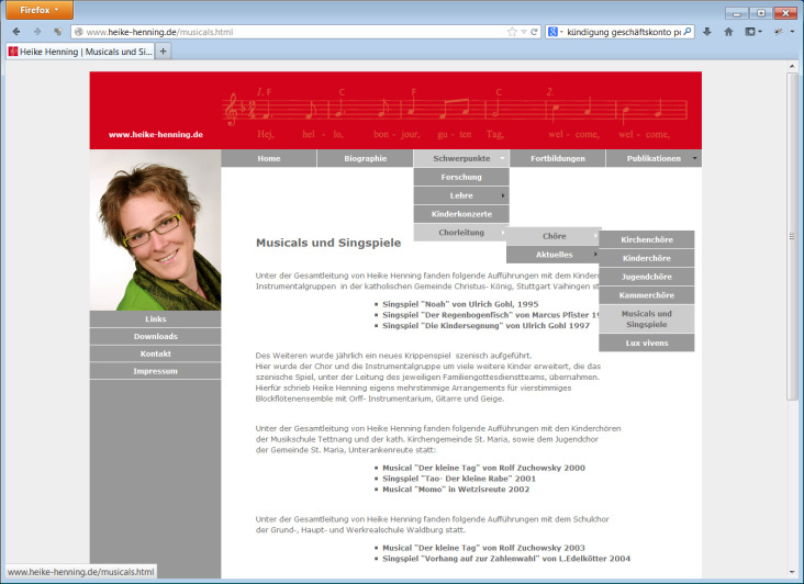 Website Heike Henning (Musikpädagogin) | Contentseite