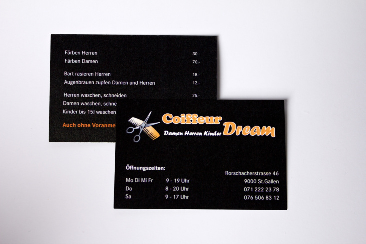 Visitenkarte ‹Coiffeur Dream›, Logo nicht von uns!