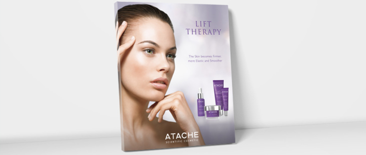 Display de la línea LIFT THERAPY desarrollado para la firma de cosmética internacional ATACHE s.a.