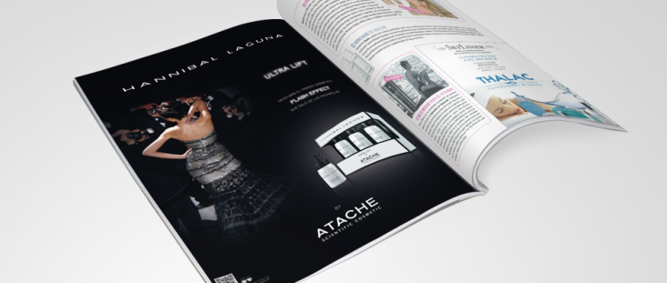 Diseño anuncio de prensa ULTRA LIFT para HANNIBAL LAGUNA y la firma ATACHE s.a. Inserción en las revistas EXPERTOS EN ESTÉTICA