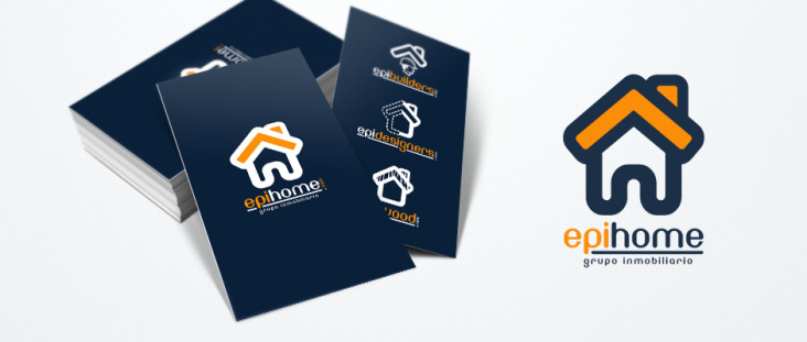 Ideación de nombre comercial, diseño de logotipo y papelería comercial de EPIHOME, red de inmobiliarias.