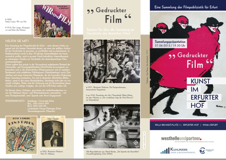 Flyer Sammlungspräsentation Film / DIN A4 6-seitig Wickelfalz