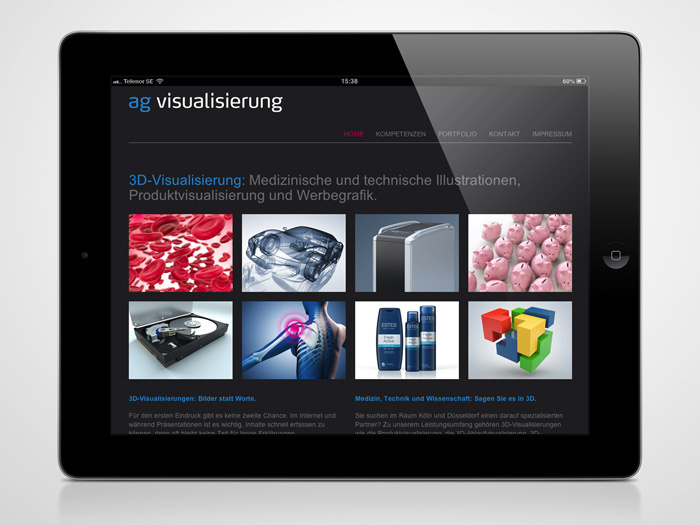 Webdesign: Internet-Seite für AG Visualisierung / Grafik-Design Bergisch Gladbach