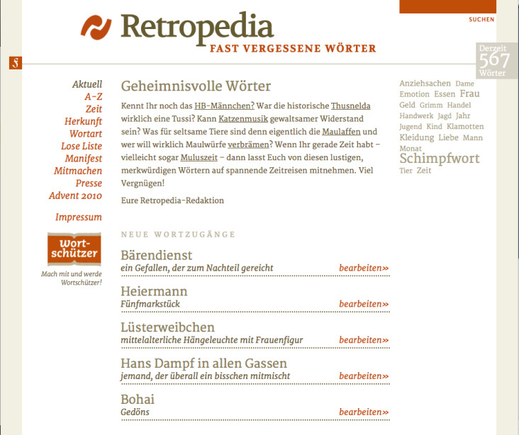 Retropedia | Wörtersammlung