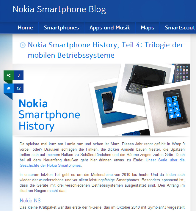 Nokia Smartphone-Blog: Redaktion, Konzeption, Artikel, Bilder, Videos, Vor-Ort-Reportagen, Interviews