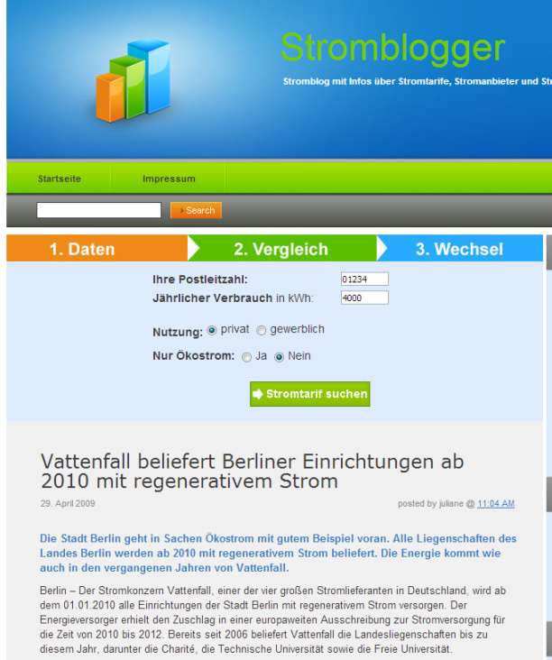 Stromblogger, SEO-Blog: News, SEO-optimierte Blogposts, Redaktion