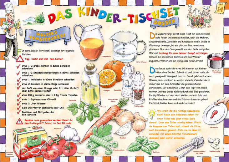 Kinderkochbuch „kindertischset.de“, Rezept Tomatensauce