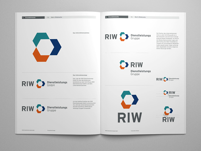 Corporate Design Handbuch für RIW Dienstleistungsgruppe Köln