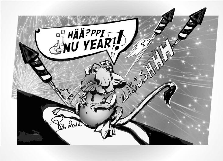 New Year’s Greeting Card Illustration – Sylvester Grußkarte Illustration