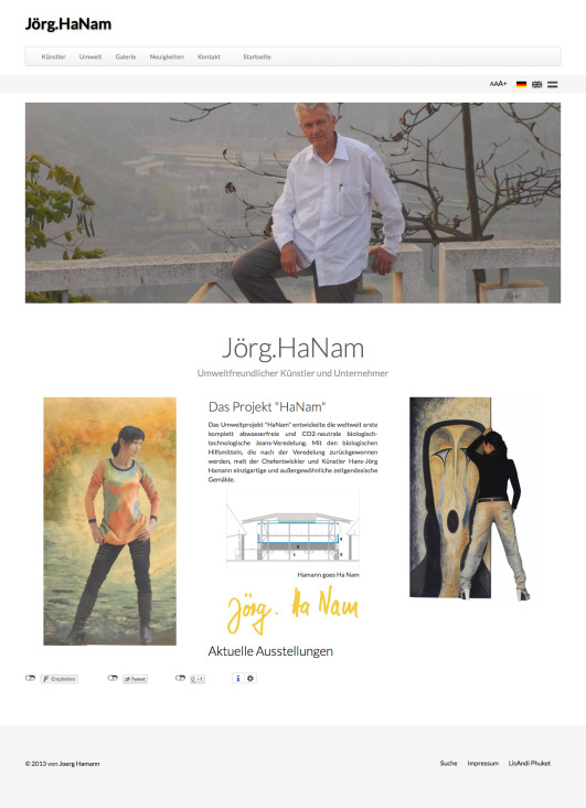 Joerg Hanam 2013 – heute – Artist und Social Entrepreneur mit blick auf ökologische Jeans Veredelung