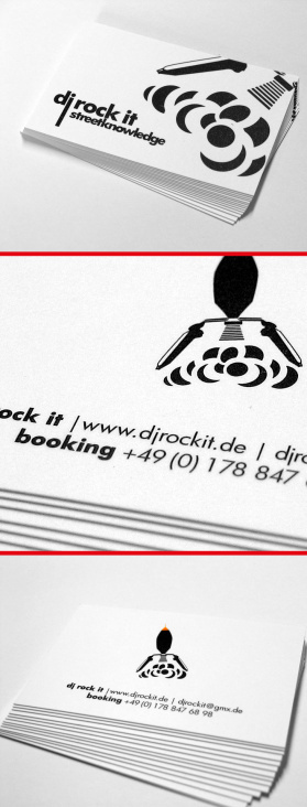 Logo und Visitenkarte für Aachener Dj Legende: Dj Rock it