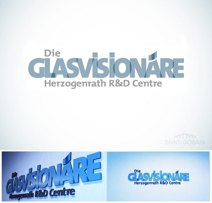 logo design for the Saint Gobain resource center in herzogenrath “glass visionaries”. The parts where the color thickens expres