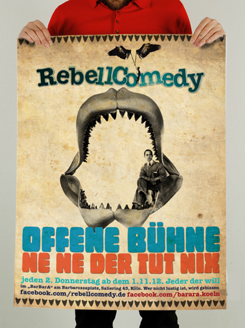 Plakat für die RebellComedy offene Bühne „nein nein der tut nix“