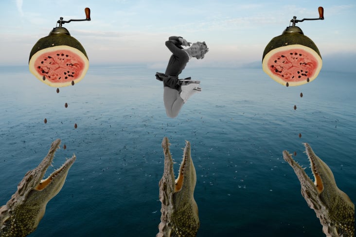 The Watermelon Mill. Collage.
