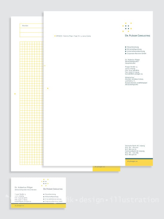 Dr. Plöger Consulting: Logo Re-Design, Gestaltung der Geschäftsausstattung und diverser Werbemittel