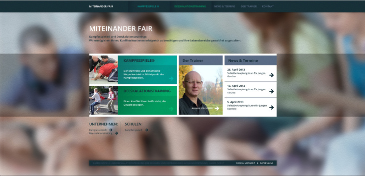 Webdesign für Kinder- und Jugendcoaching zum Thema Kampfesspiele