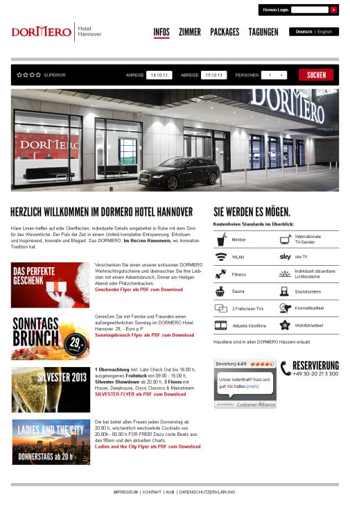 Hotelseite Dormero (Layout und umsetzung des Templates / Responsive Webdesgin)