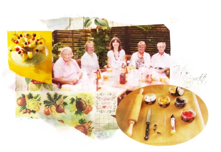 ProAlter / Essen mit Senioren / Digitalcollage und freigrafische Nachbearbeitung