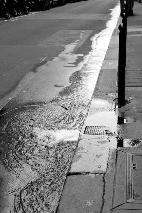 Reflecting water on street