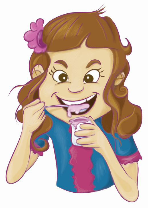Mädchen isst Joghurt